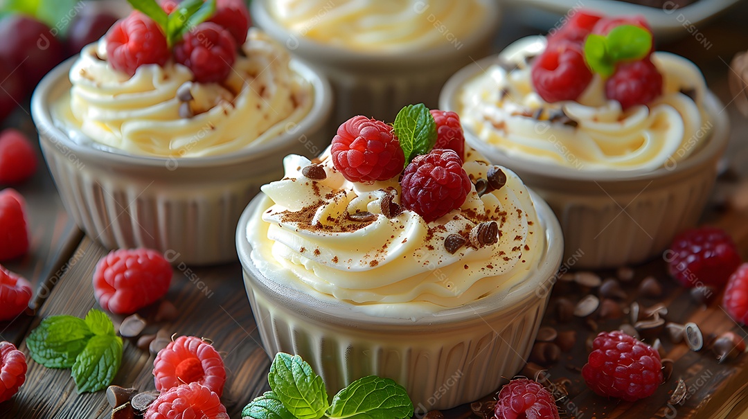 Tiramisù no copinho sobre fundo isolado