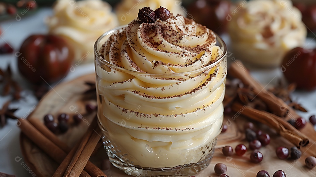 Tiramisù no copinho sobre fundo isolado