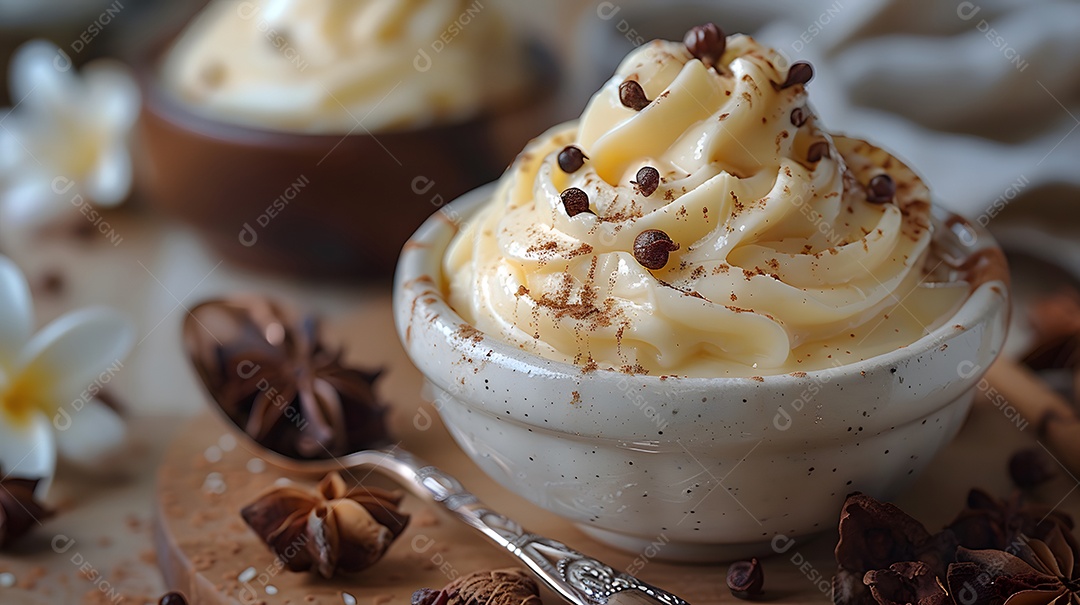 Tiramisù no copinho sobre fundo isolado