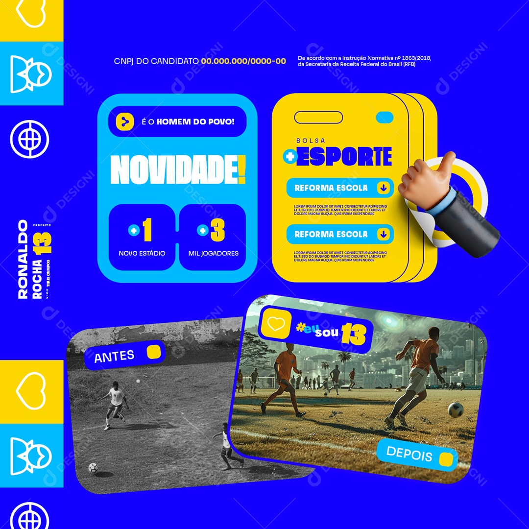 Política Eleição é o Homem do Povo Novidade Bolsa Esporte Social Media PSD Editável