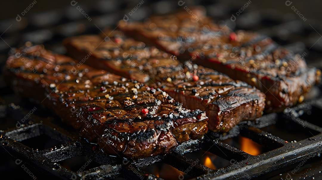 Deliciosa carne grelhada sobre uma mesa de madeira