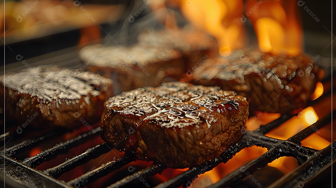 Deliciosa carne grelhada sobre uma mesa de madeira