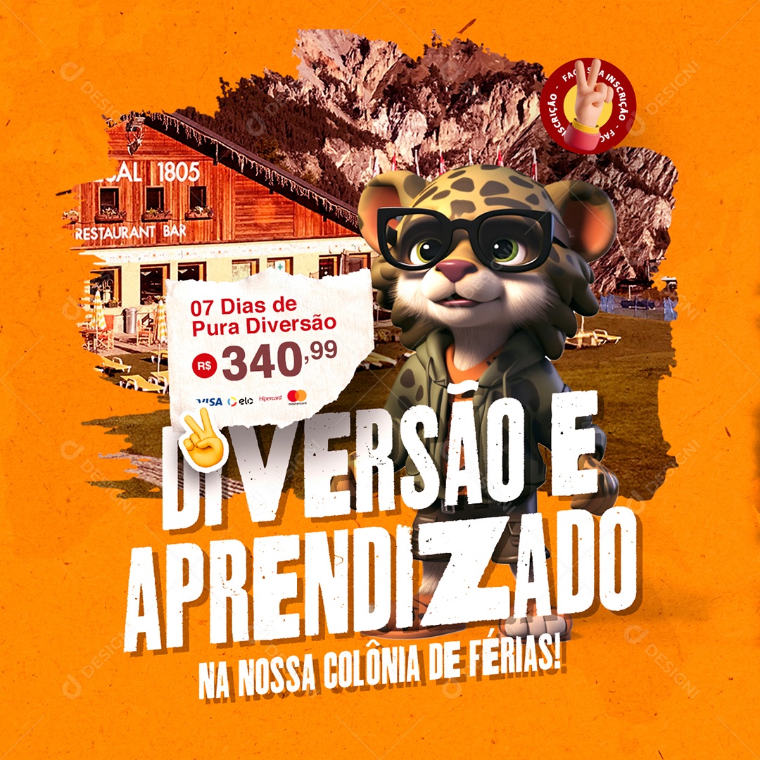 Férias Diversão e Aprendizado na Nossa Colônia de Férias Social Media PSD Editável