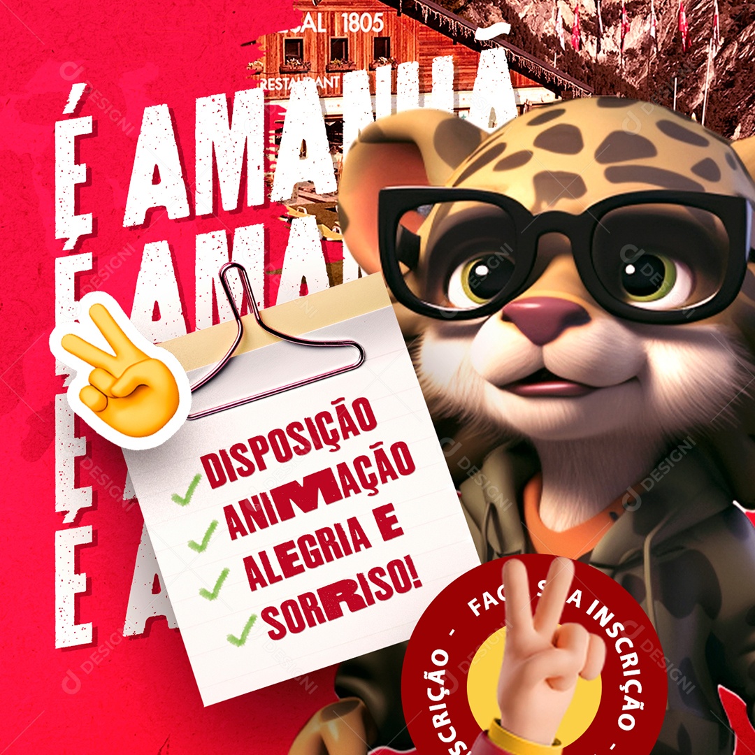 Férias é Amanhã Disposição Animação Alegria e Sorriso Social Media PSD Editável