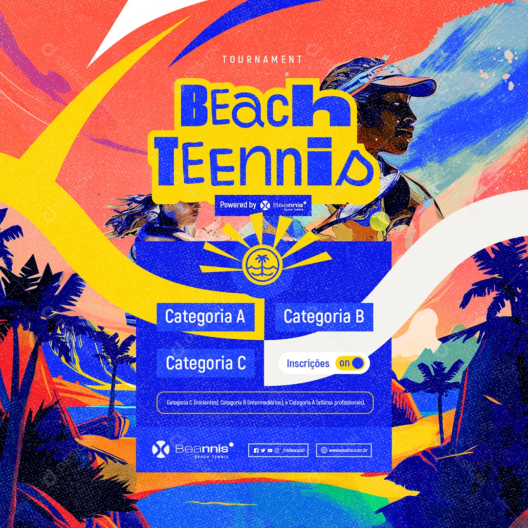 Beach Tennis Torneio Categoria A Categoria B Inscrições On Social Media PSD Editável