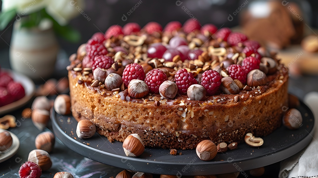 Linda torta de frutas vermelha sobre fundo isolado