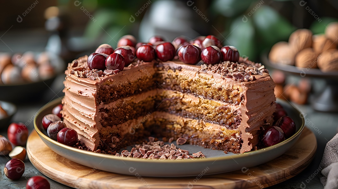 Lindo bolo de frutas vermelha sobre fundo isolado