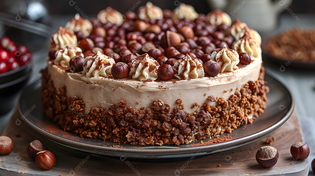 Lindo bolo de noz sobre fundo isolado