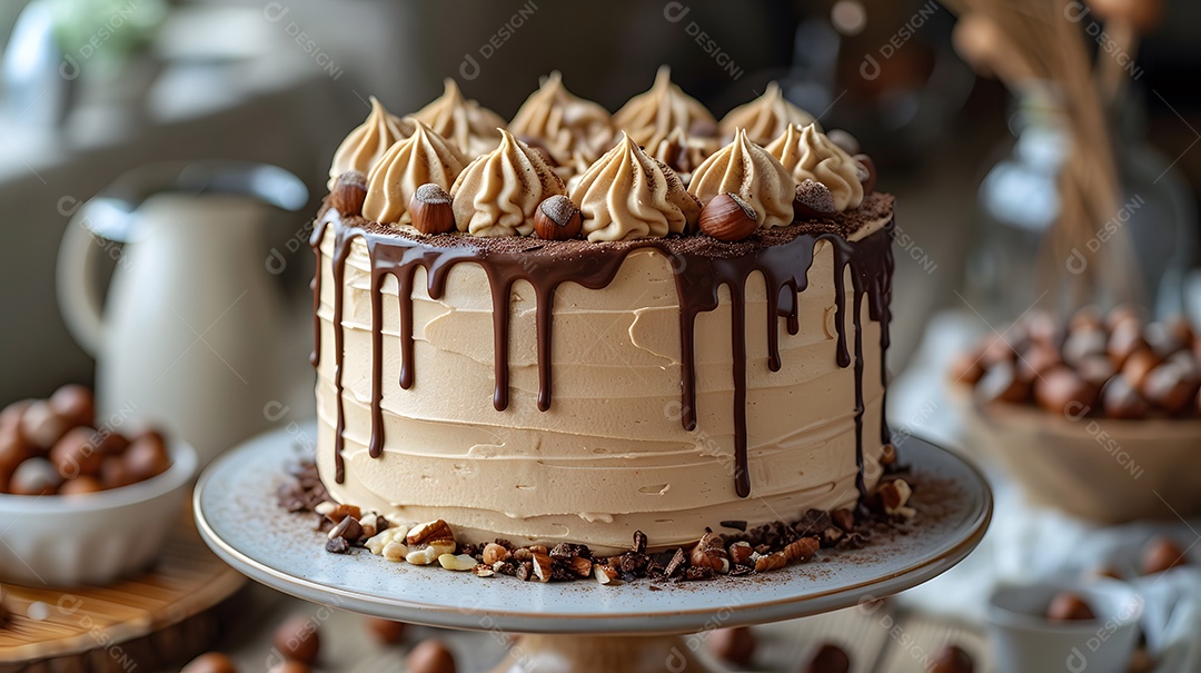 Lindo bolo de noz sobre fundo isolado