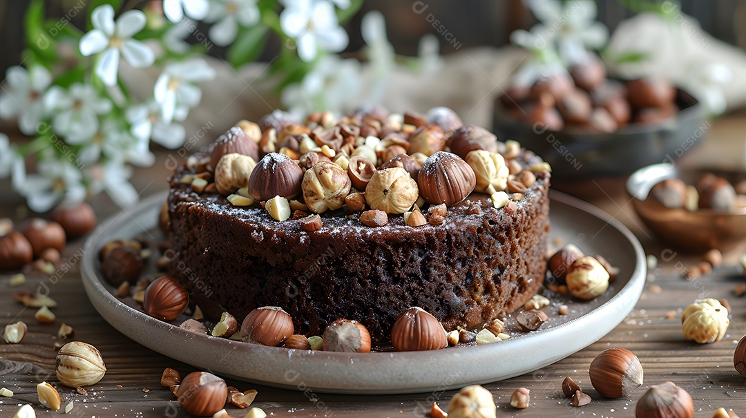 Lindo bolo de noz sobre fundo isolado