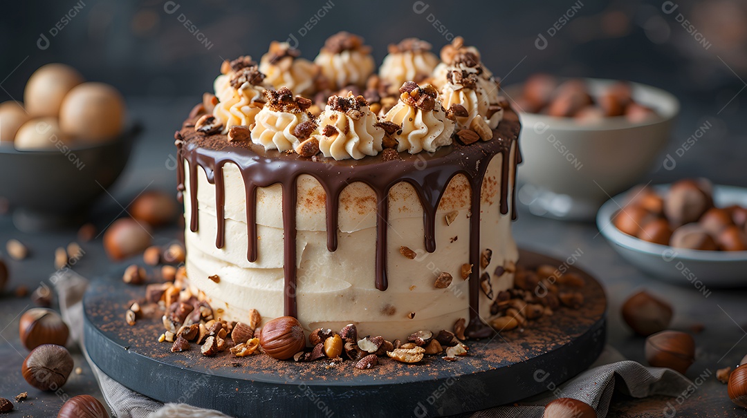 Lindo bolo de noz sobre fundo isolado