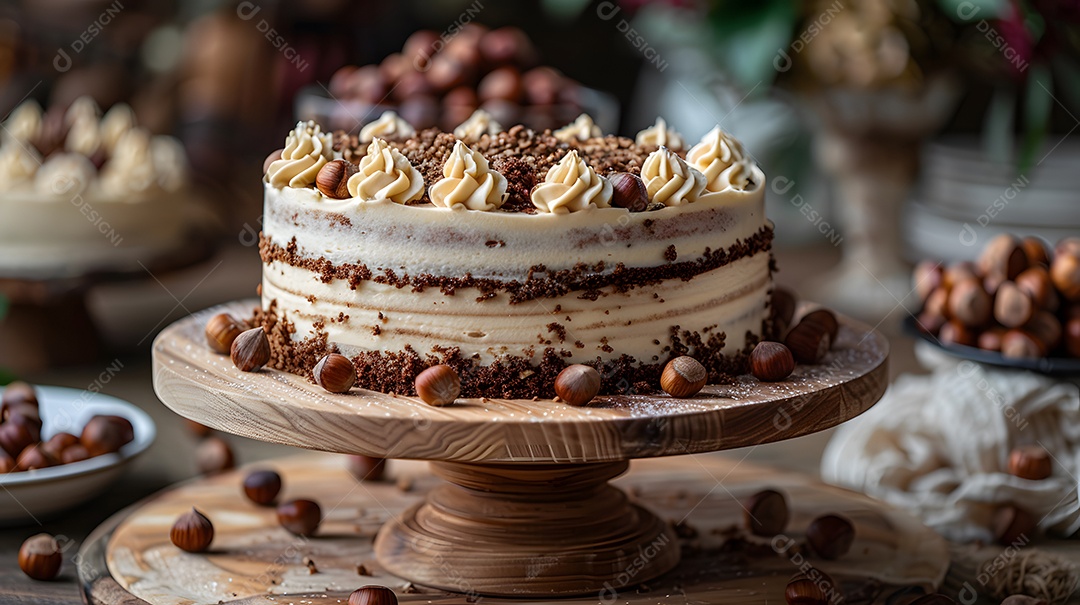 Lindo bolo de noz sobre fundo isolado