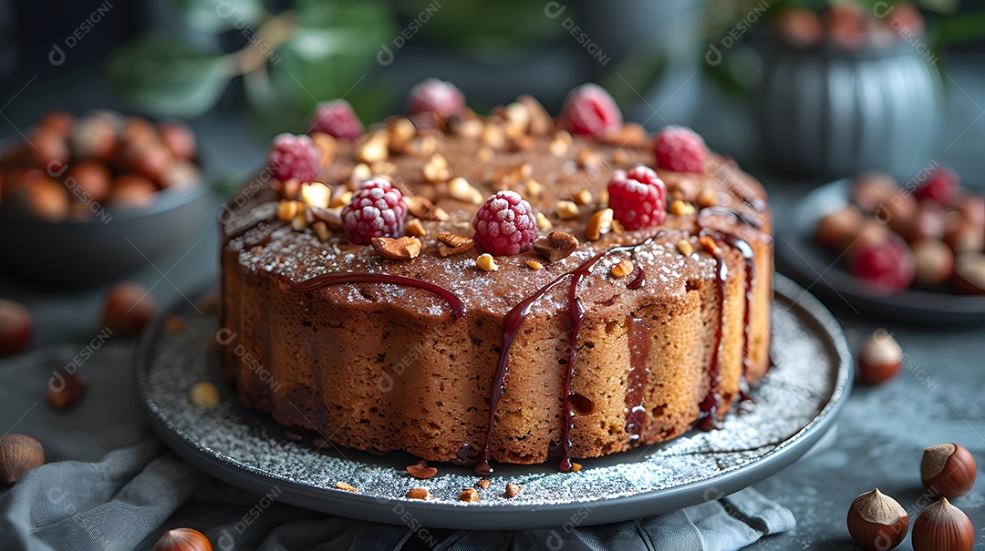 Lindo bolo de noz sobre fundo isolado