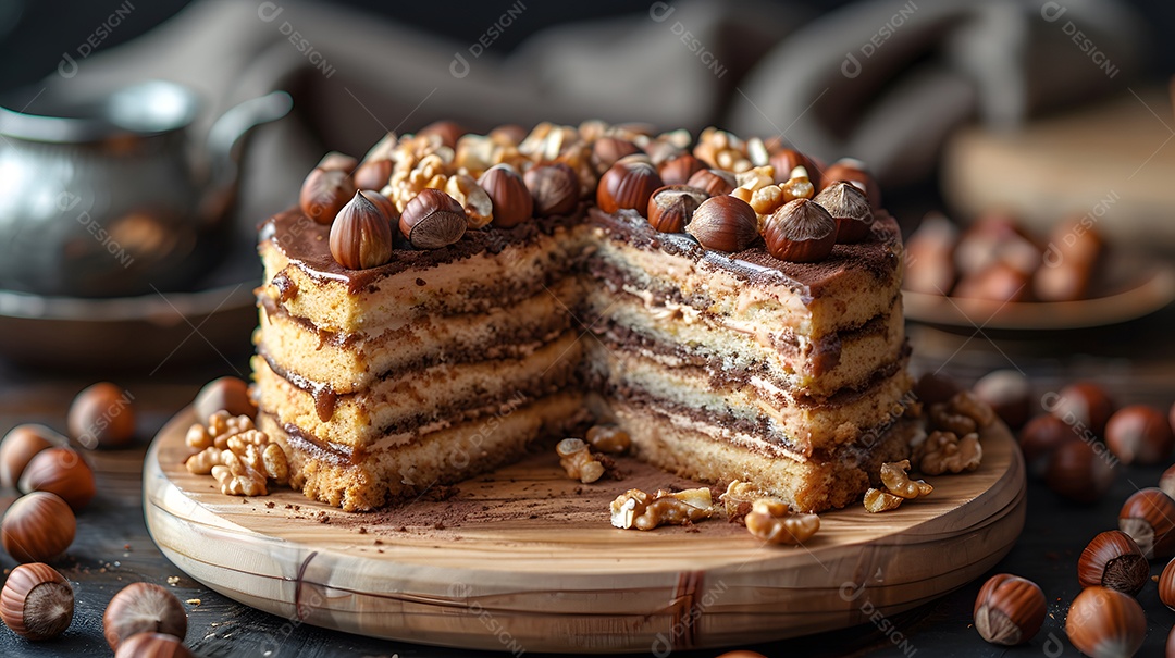 Lindo bolo de noz sobre fundo isolado