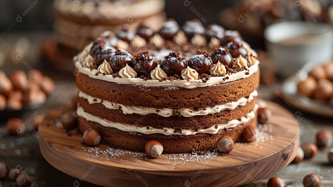 Lindo bolo de noz sobre fundo isolado