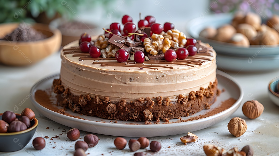 Lindo bolo de noz sobre fundo isolado