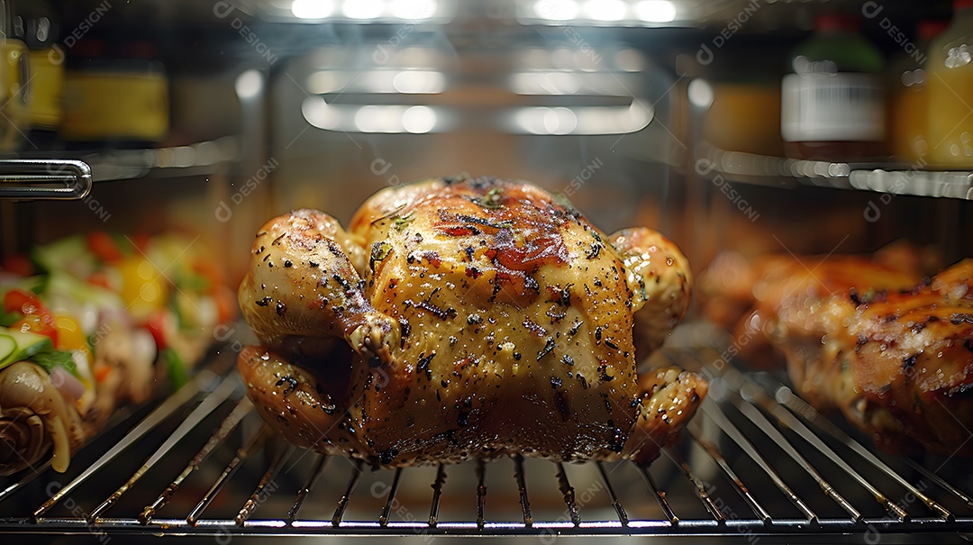 Delicioso frango grelhado sobre uma churrasqueira