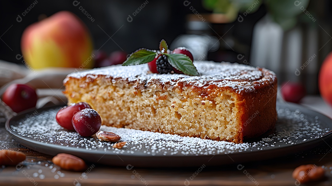 Lindo bolo de maçã sobre fundo isolado