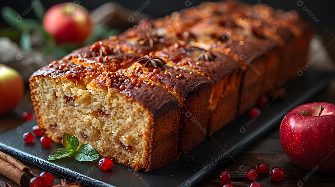 Lindo bolo de maçã sobre fundo isolado