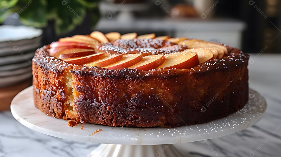 Lindo bolo de maçã sobre fundo isolado