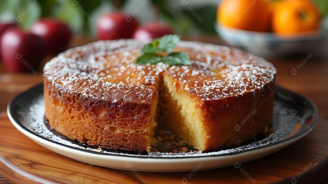 Lindo bolo de maçã sobre fundo isolado