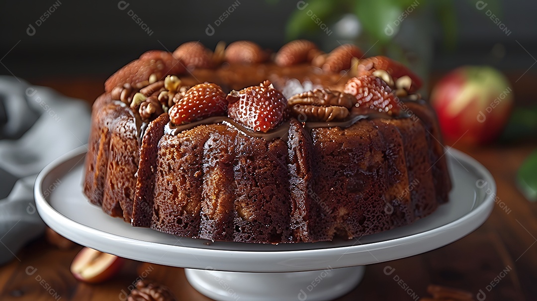 Lindo bolo de morango sobre fundo isolado