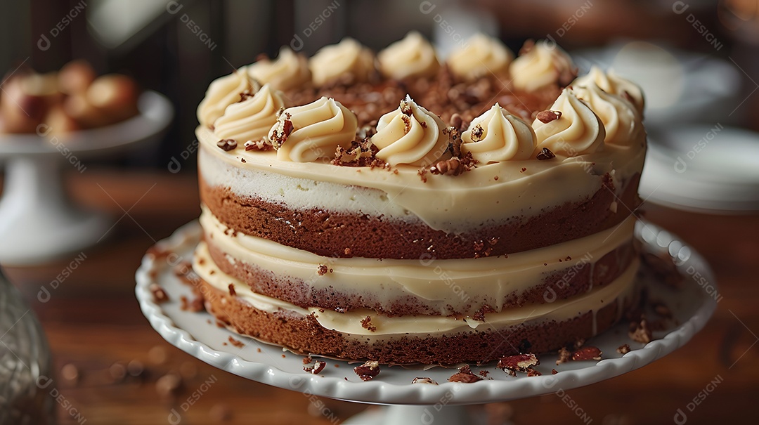 Lindo bolo de noz  sobre fundo isolado