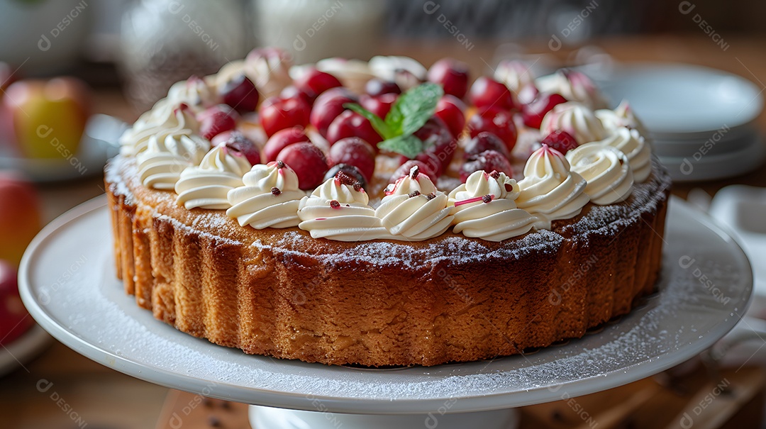 Lindo bolo de frutas vermelha sobre fundo isolado
