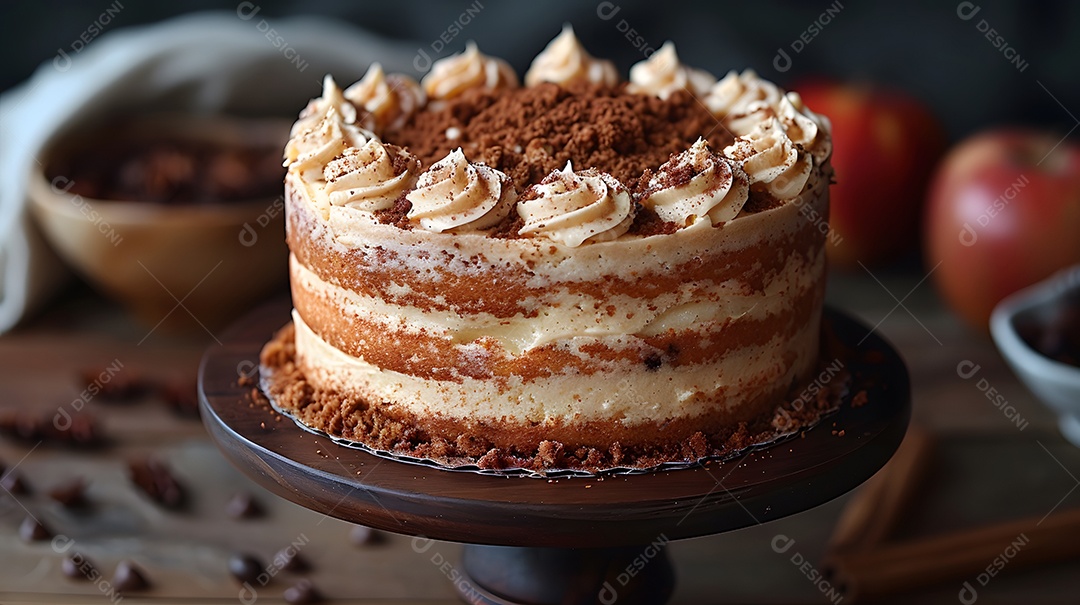 Lindo bolo de maçã sobre fundo isolado