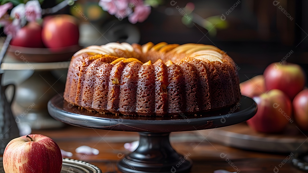 Lindo bolo de maçã sobre fundo isolado