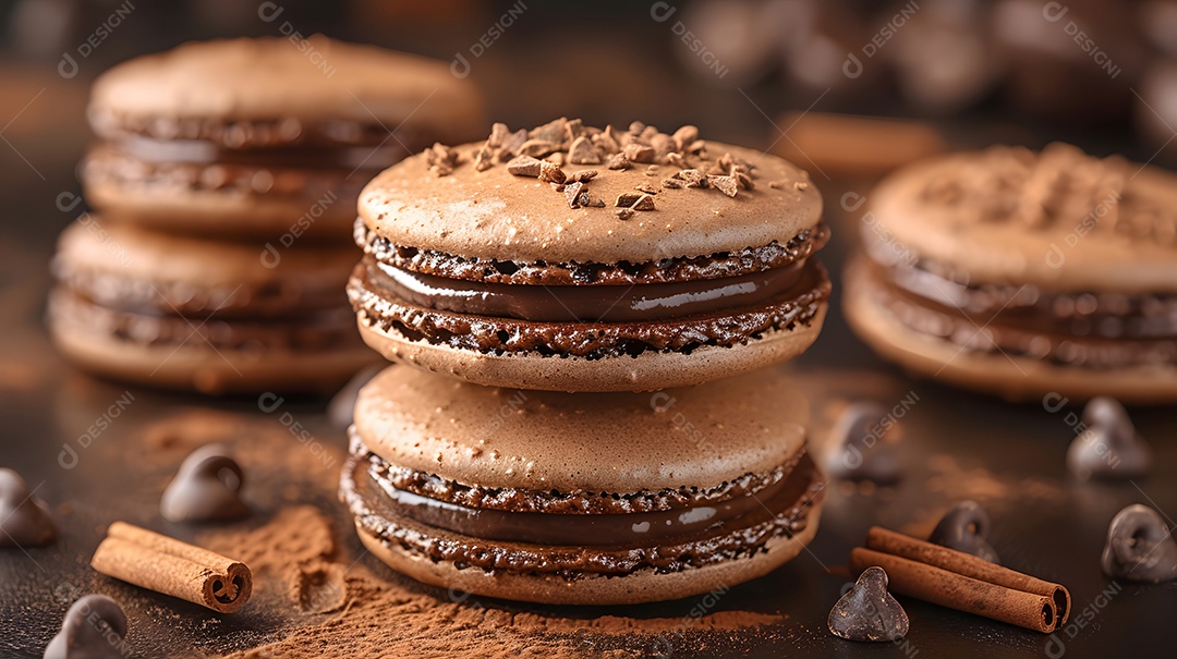 Lindos macarons sobre fundo isolado