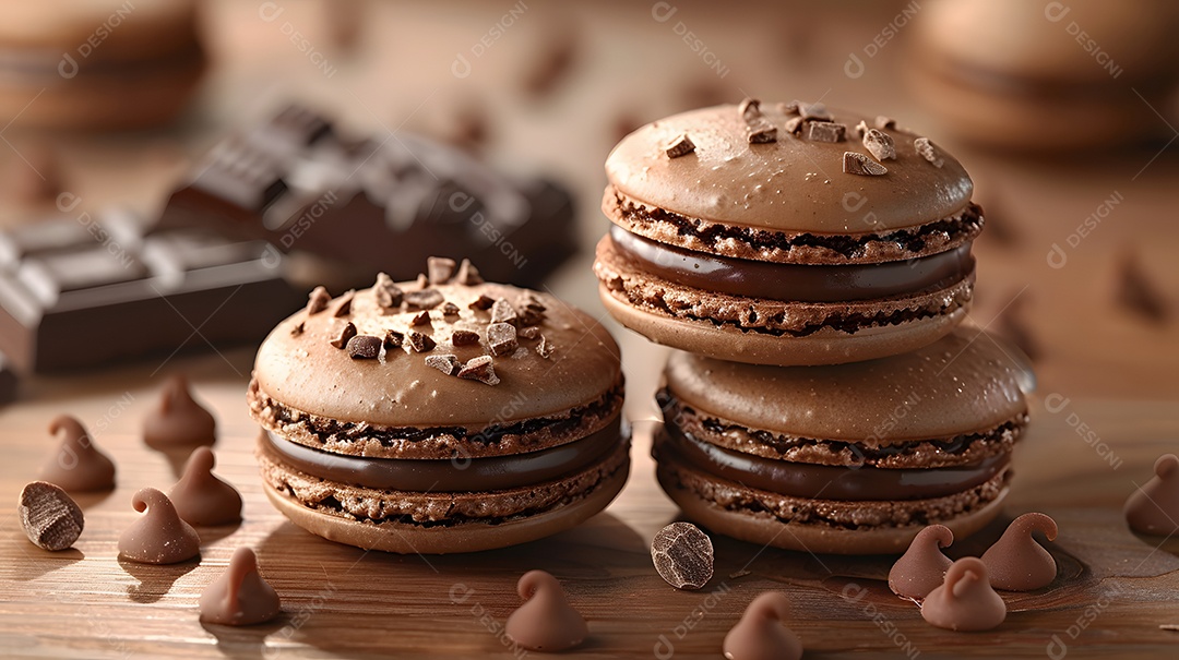 Lindos macarons sobre fundo isolado