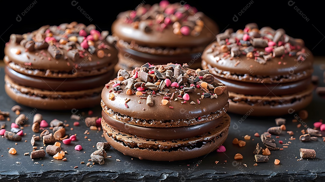 Lindos macarons sobre fundo isolado