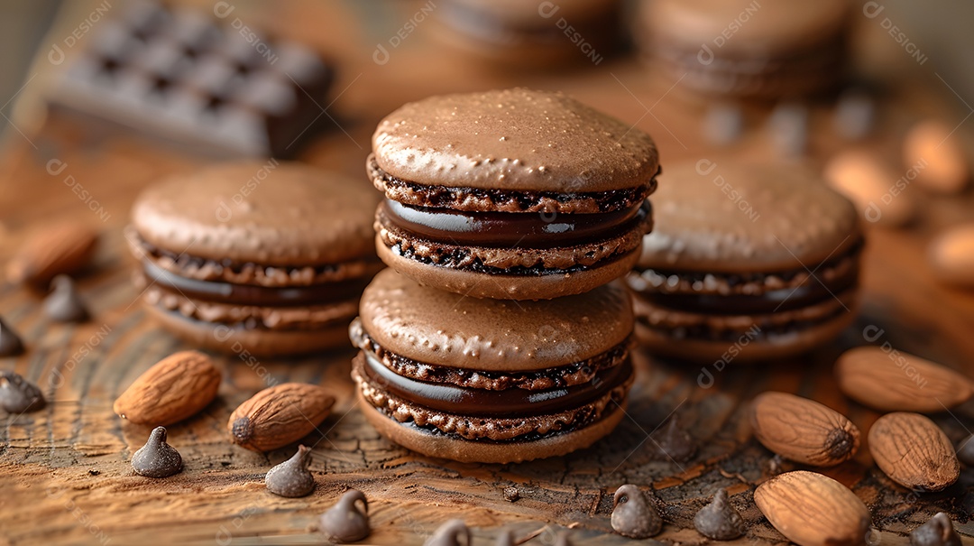 Lindos macarons sobre fundo isolado
