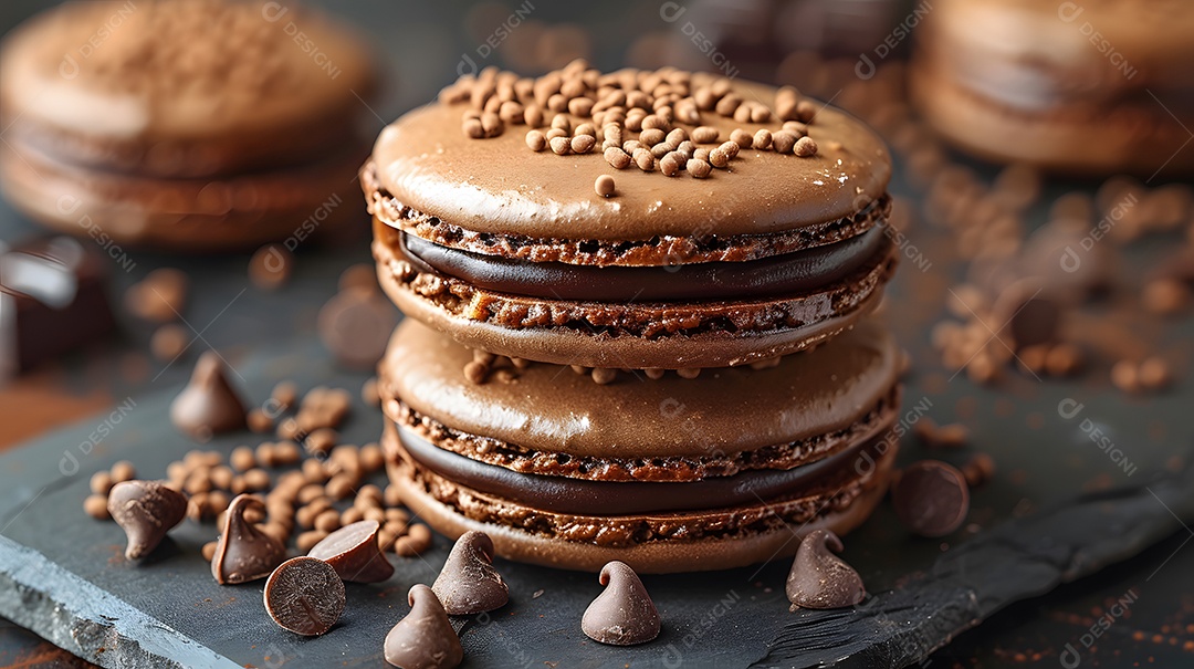 Lindos macarons sobre fundo isolado