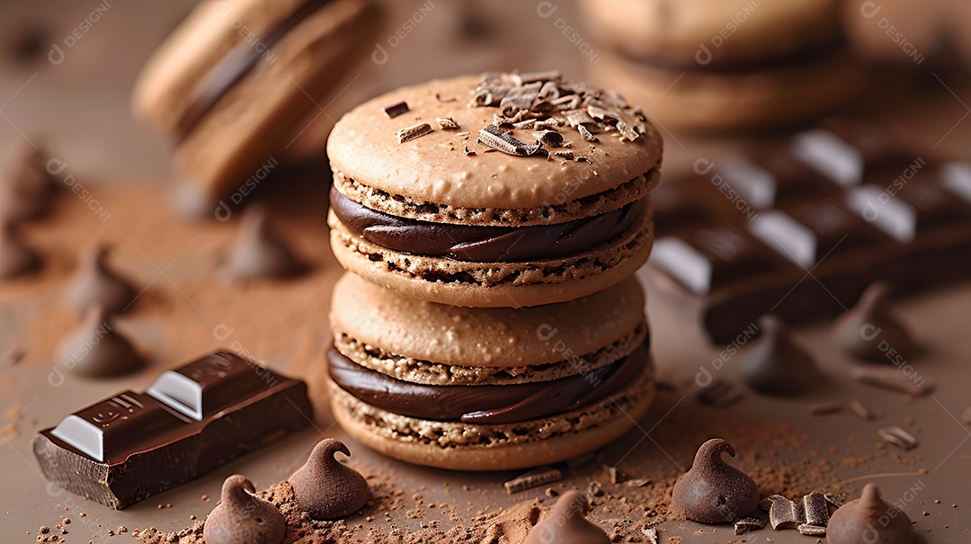 Lindos macarons sobre fundo isolado