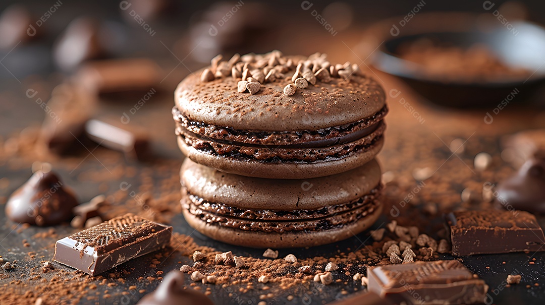Lindos macarons sobre fundo isolado