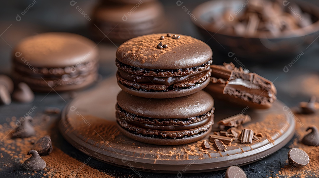 Lindos macarons sobre fundo isolado