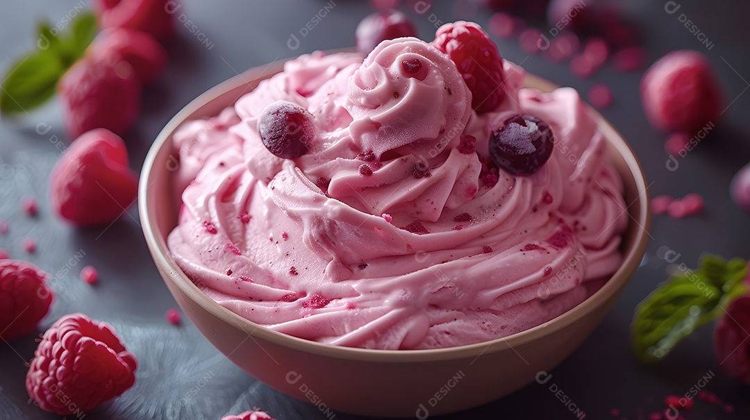 Delicioso mousse de frutas vermelhas sobre fundo isolado