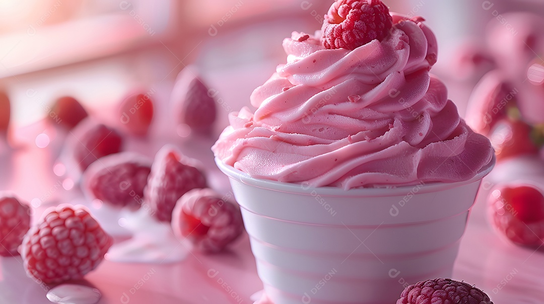 Delicioso mousse de frutas vermelhas sobre fundo isolado