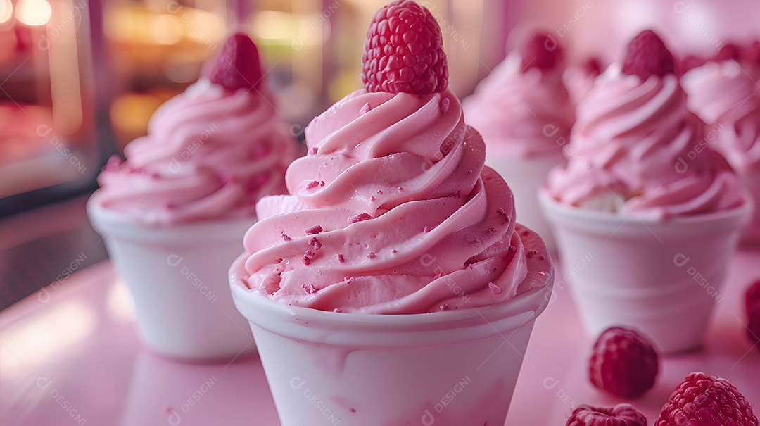 Delicioso mousse de frutas vermelhas sobre fundo isolado