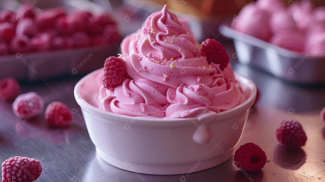 Delicioso mousse de frutas vermelhas sobre fundo isolado