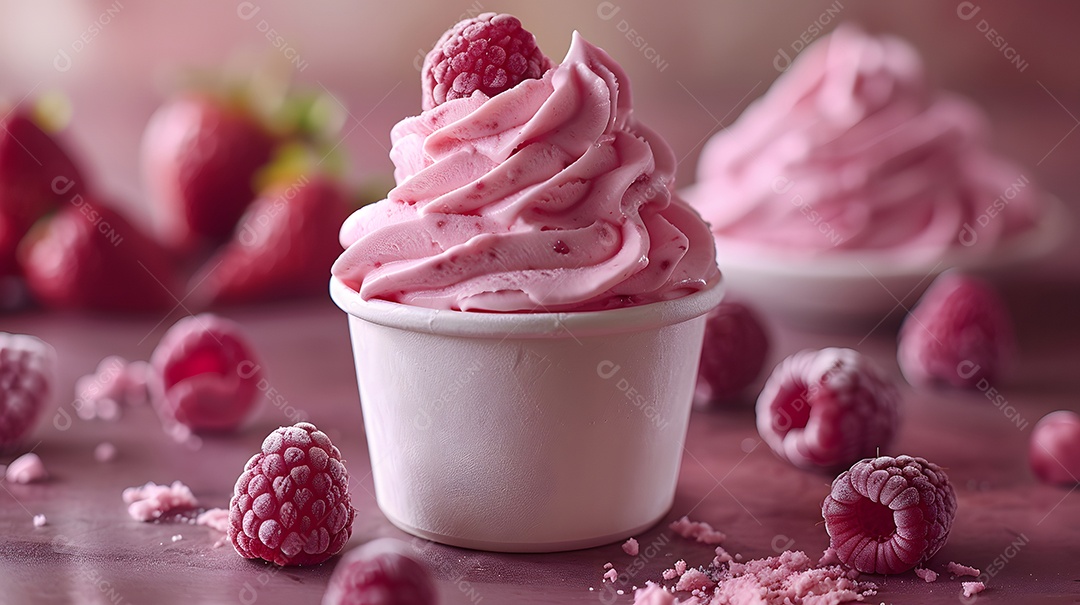 Delicioso mousse de frutas vermelhas sobre fundo isolado