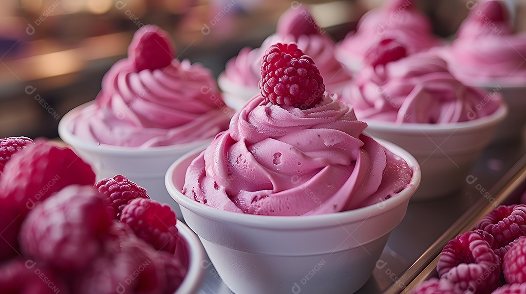 Delicioso mousse de frutas vermelhas sobre fundo isolado