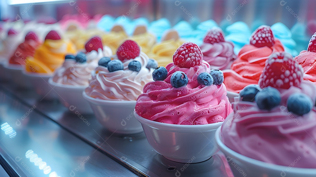 Delicioso mousse de frutas vermelhas sobre fundo isolado