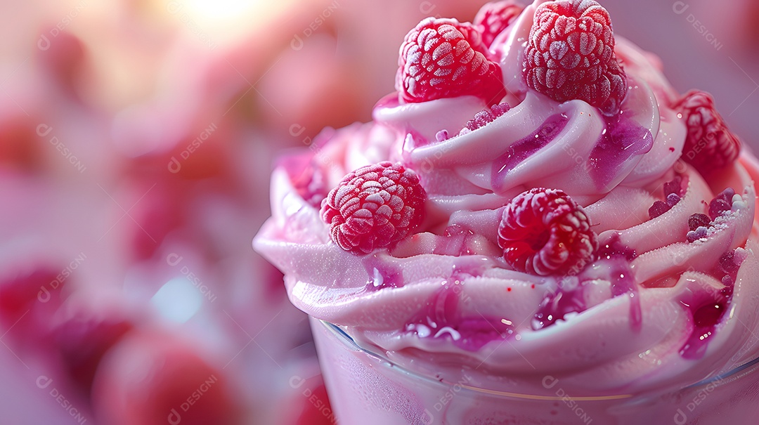 Delicioso mousse de frutas vermelhas sobre fundo isolado