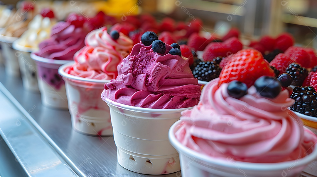 Delicioso mousse de frutas vermelhas sobre fundo isolado