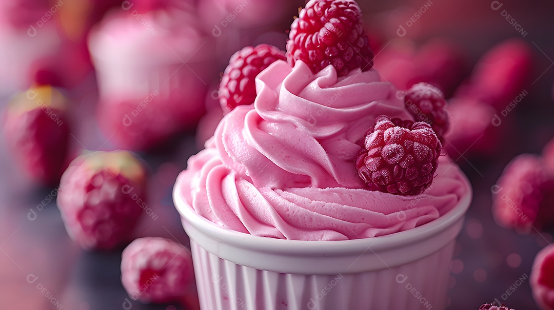 Delicioso mousse de frutas vermelhas sobre fundo isolado