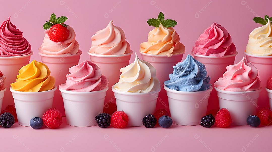 Delicioso mousse de frutas vermelhas sobre fundo isolado