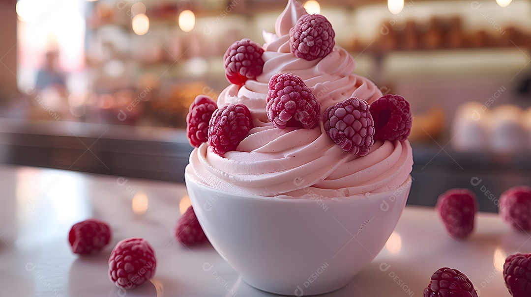 Delicioso mousse de frutas vermelhas sobre fundo isolado